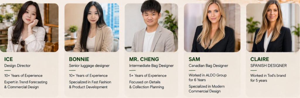  S.MU design team for custom bag development and private label bag collection planning.
