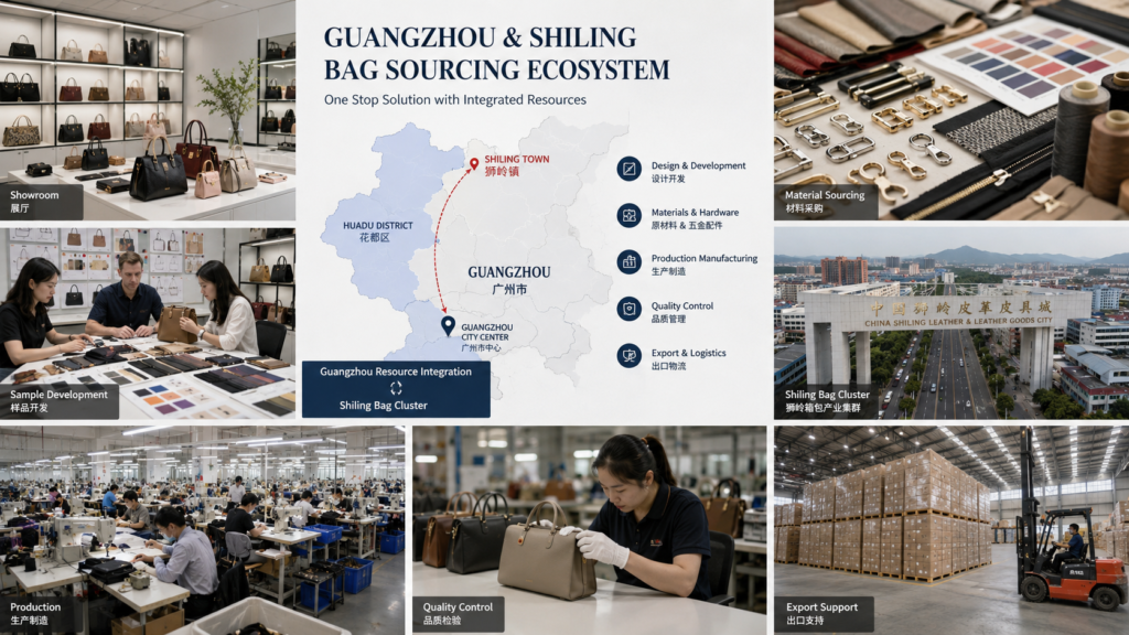 Guangzhou and Shiling bag supplier sourcing cluster in China