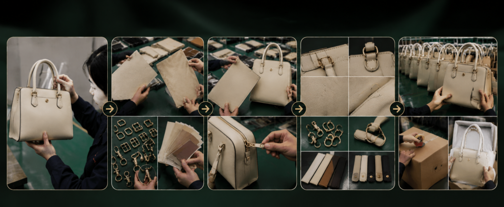 OEM and ODM custom bag quality control inspection flow from sample review to shipment release
