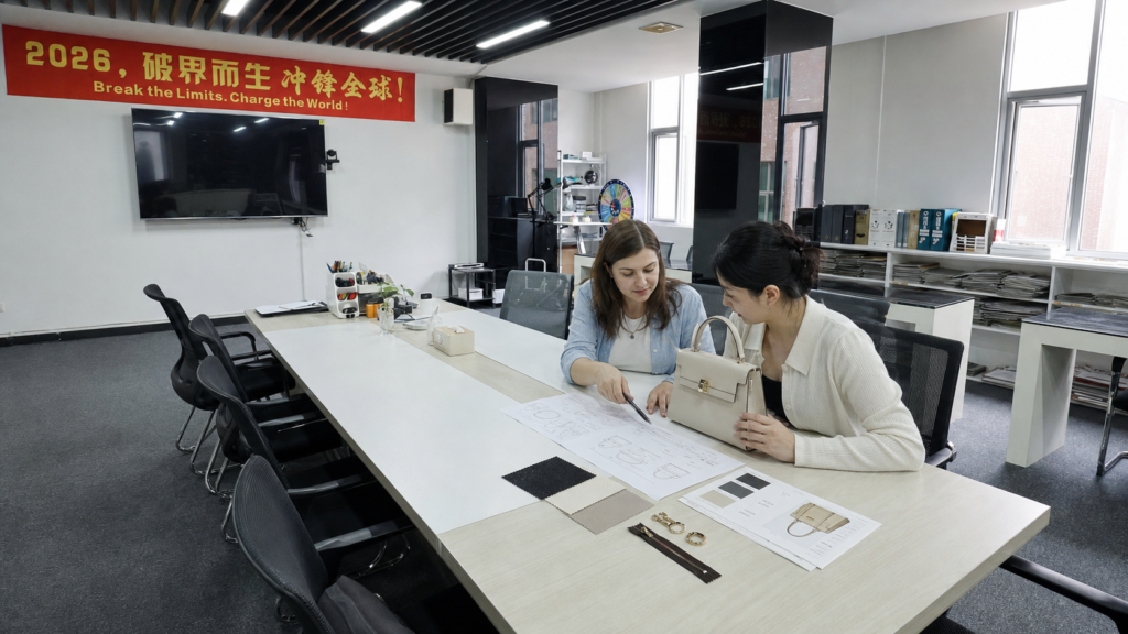 Buyer preparing a custom bag MOQ and sampling brief