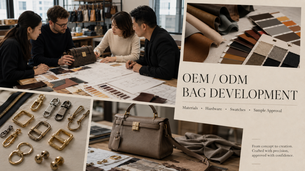 Bag materials hardware swatches and sample approval for OEM ODM development