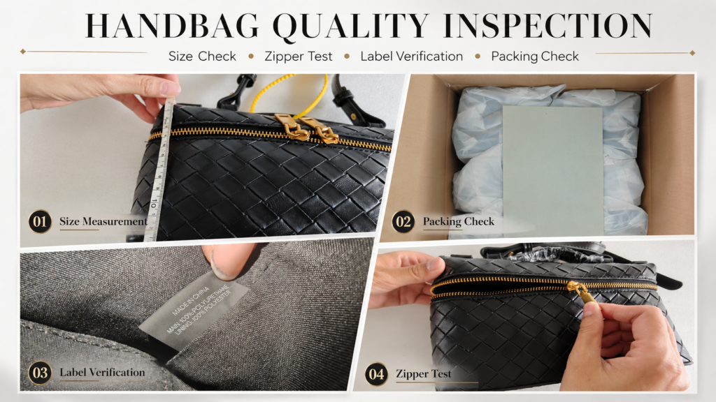 Quality control inspection at a reliable custom bag supplier in China