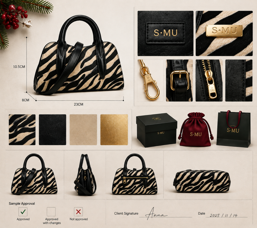 Christmas bag sample approval for private label production