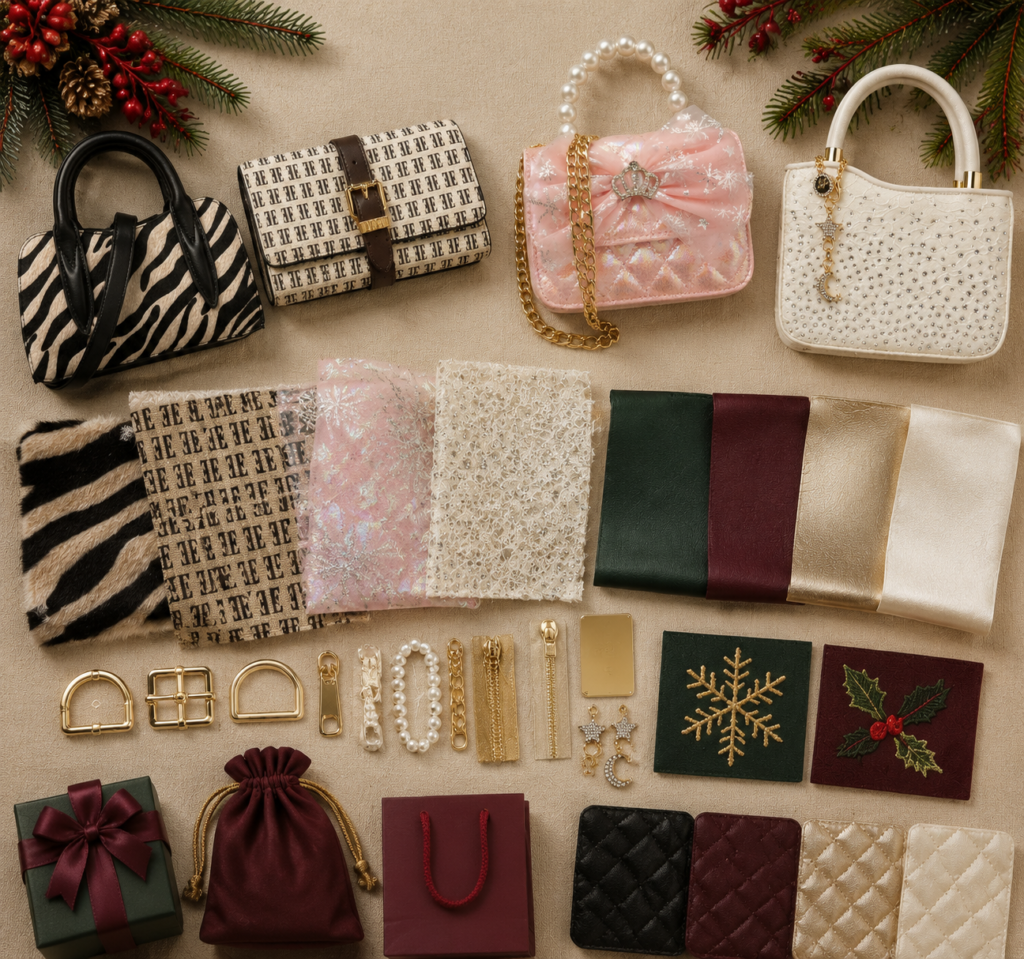 Christmas private label bag material color hardware and packaging board