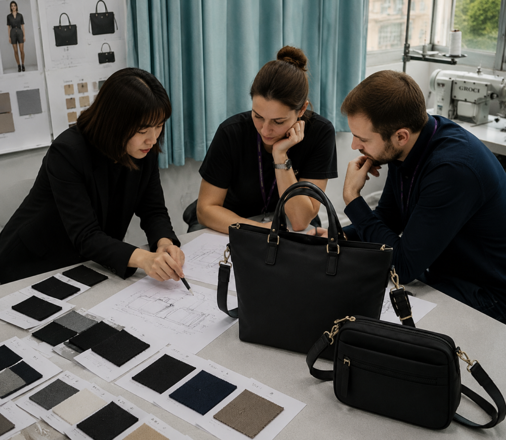 Fashion accessory trend sketch material sourcing and sample development